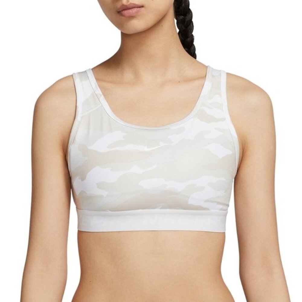 Nike White and Light Beige Camo Sports Bra
